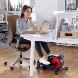 Costway Ellittica sotto scrivania con monitor e resistenza magnetica regolabile, Pedaliera riabilitazione per casa e ufficio Rosso