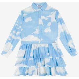 Moschino - Abito in crêpe Allover Clouds - Azzurro 12A