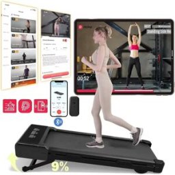 Superun Tapis roulant pieghevole 9% inclinato 3,8 mph/6 kph Tappetino da passeggio per tapis roulant domestici Schermo LCD Monitoraggio APP Macchina per esercizi con motore 3.0 HP