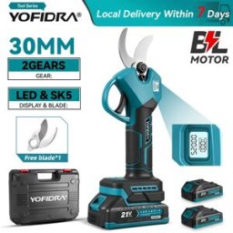 Yofidra Forbici Elettriche Senza Spazzole 30MM, 2 Velocità, Potatore a Batteria per Rami di Alberi da Frutto, Utensile Elettrico Compatibile con Batteria Makita 21V