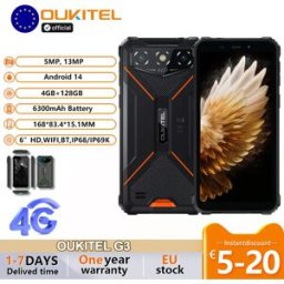 OUKITEL G3 Smartphone robusto Batteria da 6300 mAh Fino a 16 GB di RAM + 128 GB di ROM Display HD da 6 pollici Telefoni cellulari robusti impermeabili IP68/IP69K