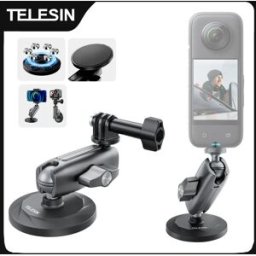 TELESIN Supporto per action camera magnetico in lega di alluminio 360 ° Adattatore 1/4 regolabile per smartphone GoPro Insta360 DJI OSMO Action