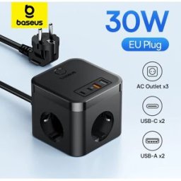 BASEUS 30W Caricabatterie rapido Multipresa 4000W 3AC Presa Stazione di ricarica da tavolo Protezione contro le sovratensioni per Tablet iPhone Samsung Xiaomi