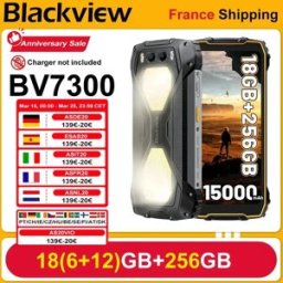 BLACKVIEW BV7300 [Senza caricabatterie UE] Android 14 18 GB (6 + 12) 256 GB 15000 mAh 45 W Ricarica rapida 6,67" Cellulari per smartphone