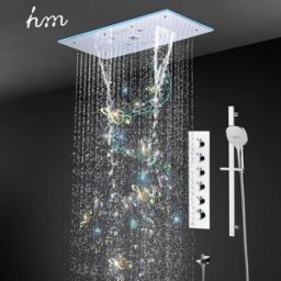 hm musica di alta qualità sistema doccia a LED Set soffitto pioggia cascata soffione doccia 600x300MM bagno miscelatore termostatico rubinetto