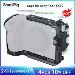 SmallRig Gabbia per Sony FX30 / FX3 Kit gabbia per fotocamera con morsetto per cavo Accessori per binario NATO per slitta fredda per microfono leggero 4183