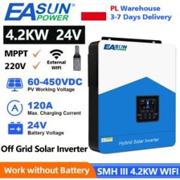EASUN POWER 4.2KW Inverter solare ibrido 24V 220V Costruito 120A Mppt Regolatore di carica solare Off Grid Inverter con WIFI