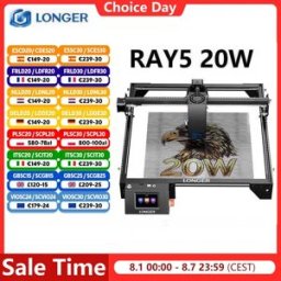 Longer RAY5 20W Incisore Laser Touch Screen Chipset a 32 bit WIFI 0.08*0.1mm Macchina da taglio per incisione a punti laser Area 375*375mm