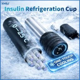 XMSJ Mini Frigo Portatile per Insulina, 30 Ore di Conservazione, Controllo Digitale della Temperatura, per 6 Penne di Insulina, Borsa Termica da Viaggio per Diabetici