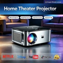 HORLAT Proiettore LED 4K da 2000 Ansi Lumen con Google TV, Android 14, Full HD 1080P, Auto Focus, Keystone, WiFi 5G, Proiettore Portatile