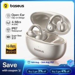 BASEUS MC1 Pro Ear Clip Auricolari wireless Bluetooth 6.0 Auricolari ultra aperti ad alta risoluzione Orecchini Clip ENC a 4 microfoni su auricolari Cuffie