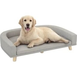 PawHut Divano per cani , cuccia per cani con cuscino e rivestimento lavabile, design scandinavo in tessuto di poliestere con piedini