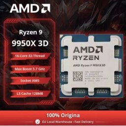 AMD CPU Ryzen 9 9950X3D 16-Core, 5.7GHz, Cache 144MB, Socket AM5, DDR5, TDP 170W, Serie R9 9000 Senza Dissipatore