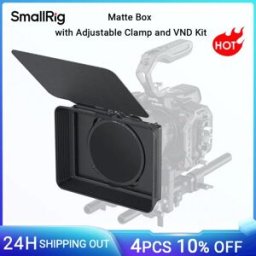 SmallRig Matte Box con morsetto regolabile e kit VND con paraluce con bandiera superiore, per fotocamere DSLR mirrorless, 67-82 mm regolabile -4411