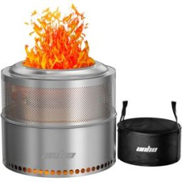NONE Firepit a legna, grande braciere senza fumo in acciaio inossidabile con borsa per il trasporto, stufa a legna da campeggio all'aperto