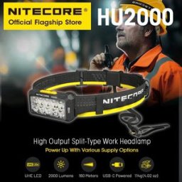 Nitecore HU2000 faro da lavoro di tipo Split ad alto rendimento 2000 lumen USB-C ricarica faro a LED luce da lavoro opzioni di alimentazione flessibili