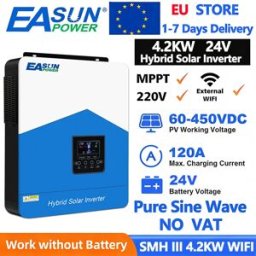 EASUN POWER Inverter Solare Ibrido 4.2KW 24V Onda Sinusoidale Pura 230V 120A Caricatore Solare MPPT con Supporto WIFI BMS STOCK UE