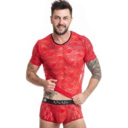 ANAIS MEN ACCESORIES Lingerie Sexy T-Shirt Anais Men Brave — Pizzo Rosso Floreale, S