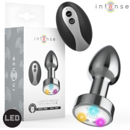 INTENSE ANAL TOYS Plug Anale Vibrante LED Intense — Metallo con Telecomando, Taglia S