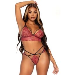 LEG AVENUE SETS Lingerie Sexy Reggiseno e Perizoma Leg Avenue 81623 — Bordeaux, L