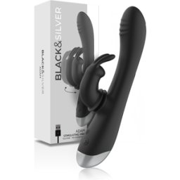 Vibratore Rabbit Black&Silver Adam — Silicone, Ricaricabile, Nero