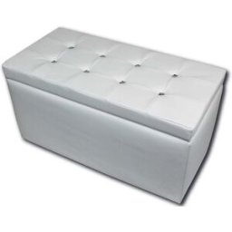 giordanoshop Baule Cassapanca Pouf Contenitore in Similpelle Silvia Bianco...