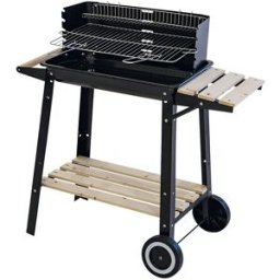 giordanoshop Barbecue a Carbone Carbonella Rettangolare 83x44x87 cm Ripiani in Legno in Acciaio al Carbonio Nero...