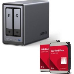 Ugreen NASync DXP2800 NAS System 2-Bay+ Western Digital Festplatte 2 x 8 - Storage Server (25369 & 2x WD80EFPX)