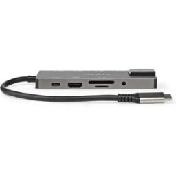 Nedis Adattatore Usb Multiporta 10 In 1 Ccbw6775at02 Usb 3.2 Gen 1 Usb-c M-rj5 F/hdmi/sd/2x Usb-c/f/3x Usb-a F 5gbps Placcato Oro 3.5mm 0.2 M