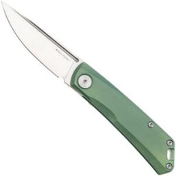 Real Steel Knives Real Steel Luna TS 7001TS04 Satin N690, Spring Green Monochrome Titanium, coltello da tasca, Jakub Wieczorkiewicz design