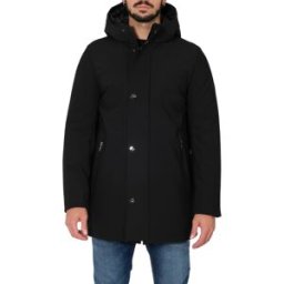 Heskimo - Lungo Con Capp. Softshell Bonded Bottoni In Metallo HE544015 NERO