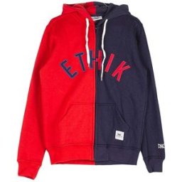 ETHIK Felpa Cappuccio Zip Uomo Split Zip Hoodie Red/blue