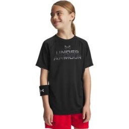 Under Armour Maglietta A Maniche Corte Tech Split Wordmark Black / Castlerock 10-12 Anni