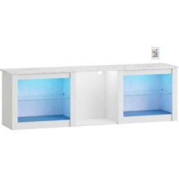 Homcom Mobile TV 160 cm con LED e ripiani vetro per TV fino a 70 pollici, Bianco Aosom Italy