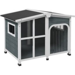 Cuccia Per Cani Taglia Media Da Esterno Con Tetto Apribile In Legno, 101x66.5x70.5 Cm, Grigio