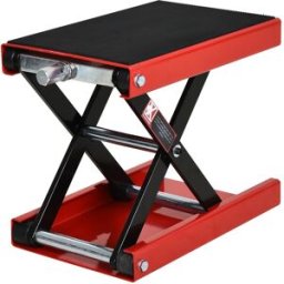 Cavalletto Alzamoto, Sollevatore Per Moto In Acciaio Rosso E Nero, Pieghevole E Antiscivolo 41.5 X 23.5 X 10-37cm