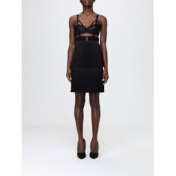 Elisabetta Franchi Abito bustier in crêpe leggero e raso Nero Taglia 46