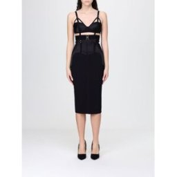 Elisabetta Franchi Abito bustier in crêpe leggero e raso Nero Taglia 48