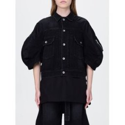 Sacai Giacca di jeans e nylon Nero Taglia 1