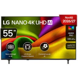 LG NANO 4K UHD AI NU85 55NU850B6LA TV LED, SMART TV, 55 ", Processore a7 Gen9, Charcoal Black, Classe F