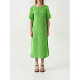 Maliparmi Abito midi in misto lino Verde Taglia 48