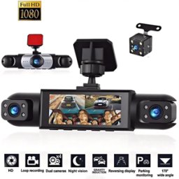 DAINU 4 Canali 360 ° Dash Cam Panoramica, Registrazione Anteriore/Posteriore/Interna/Sinistra/Destra, Registrazione in Loop e Telecamera di Retromarcia