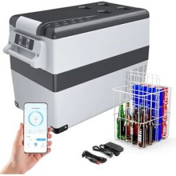 EUHOMY Frigo portatile con compressore 12V/240V da 45L, controllabile tramite app, -20-20°C ° C, ideale per campeggio, viaggi e camion.