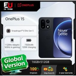 OnePlus Smartphone 15 5G versione globale con processore Snapdragon 8 Elite Gen 5, display a 165 Hz, batteria da 7300 mAh, ricarica da 120 W e NFC, colore nero telefoni cellulari