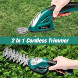 POSENPRO 7.2V 2in1 Forbici per Erba e Arbusti Senza Fili, Trimmer per Potatura Siepi, Batteria Li-ion 1.5Ah, Attrezzo da Giardino con 2 Lame Diverse