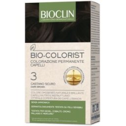 bioclin bio colorist 3 castani sc kit composto da bio-colorist crema colorante cap 3 50ml+bio-colorist rilevatore crema 75ml+ biocolor protect maschera 10ml+ shampoo postcolore10ml