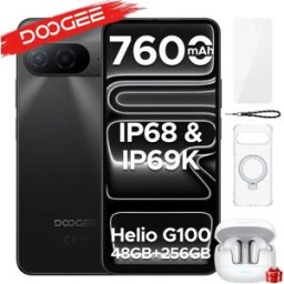 DOOGEE B10 Smartphone IP68 Impermeabile Android 16 6.63” Helio G100 Batteria da 7600mAh 48GB RAM (6+42) 256GB ROM Supporta Google Pay