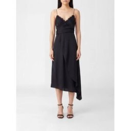 Moschino Abito slipdress in raso con inserti in pizzo Nero Taglia 42