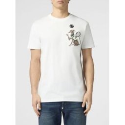 Philipp Plein T-shirt in cotone con patch Bianco Taglia XL