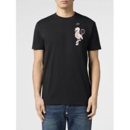 Philipp Plein T-shirt in cotone con patch Nero Taglia XXL